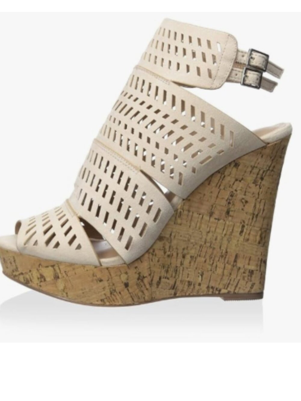 Charles By Charles David Women's Apt Nude Laser-Cut Cork Wedge Platform Sandal 7